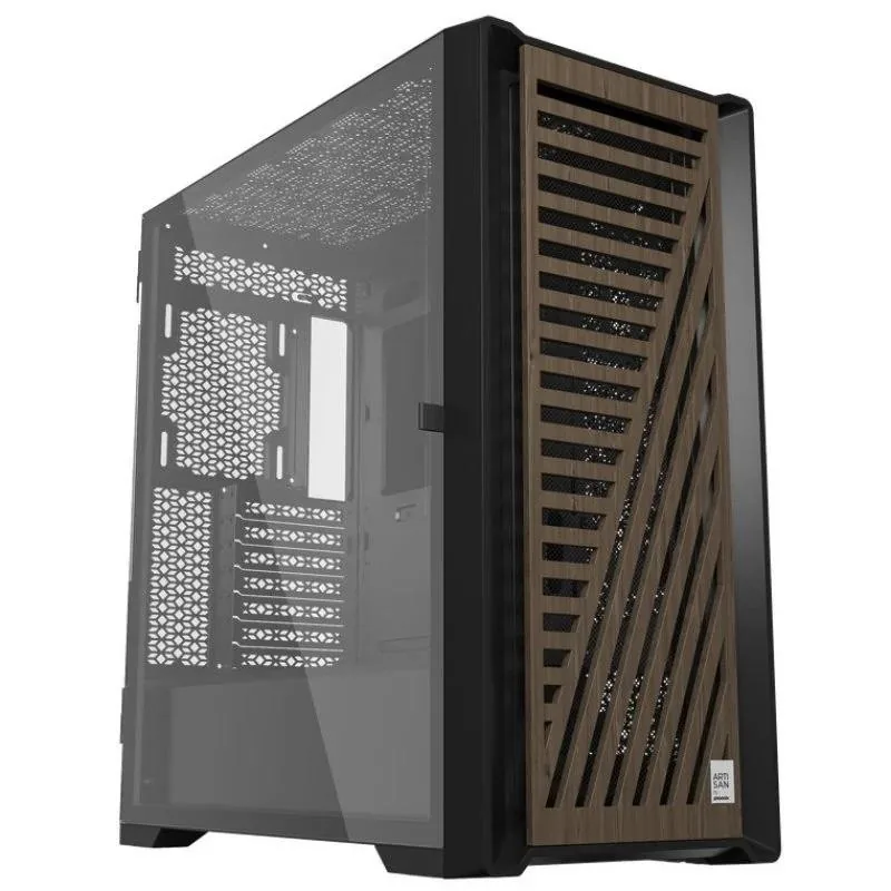 caja ordenador gaming phoenix artisan noble black frontal madera atx